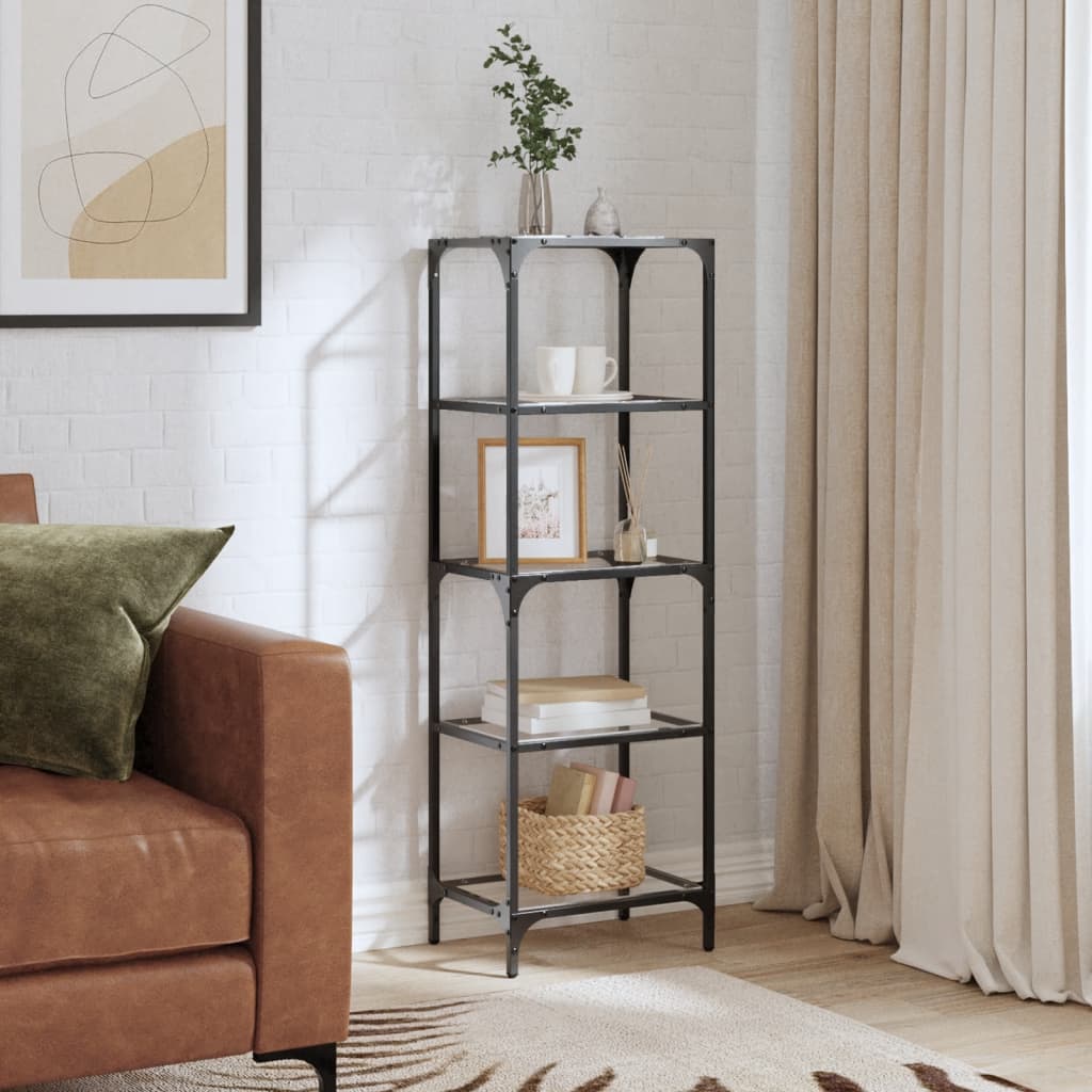 Storage Rack with Transparent Glass Top 40x30x123 cm Steel