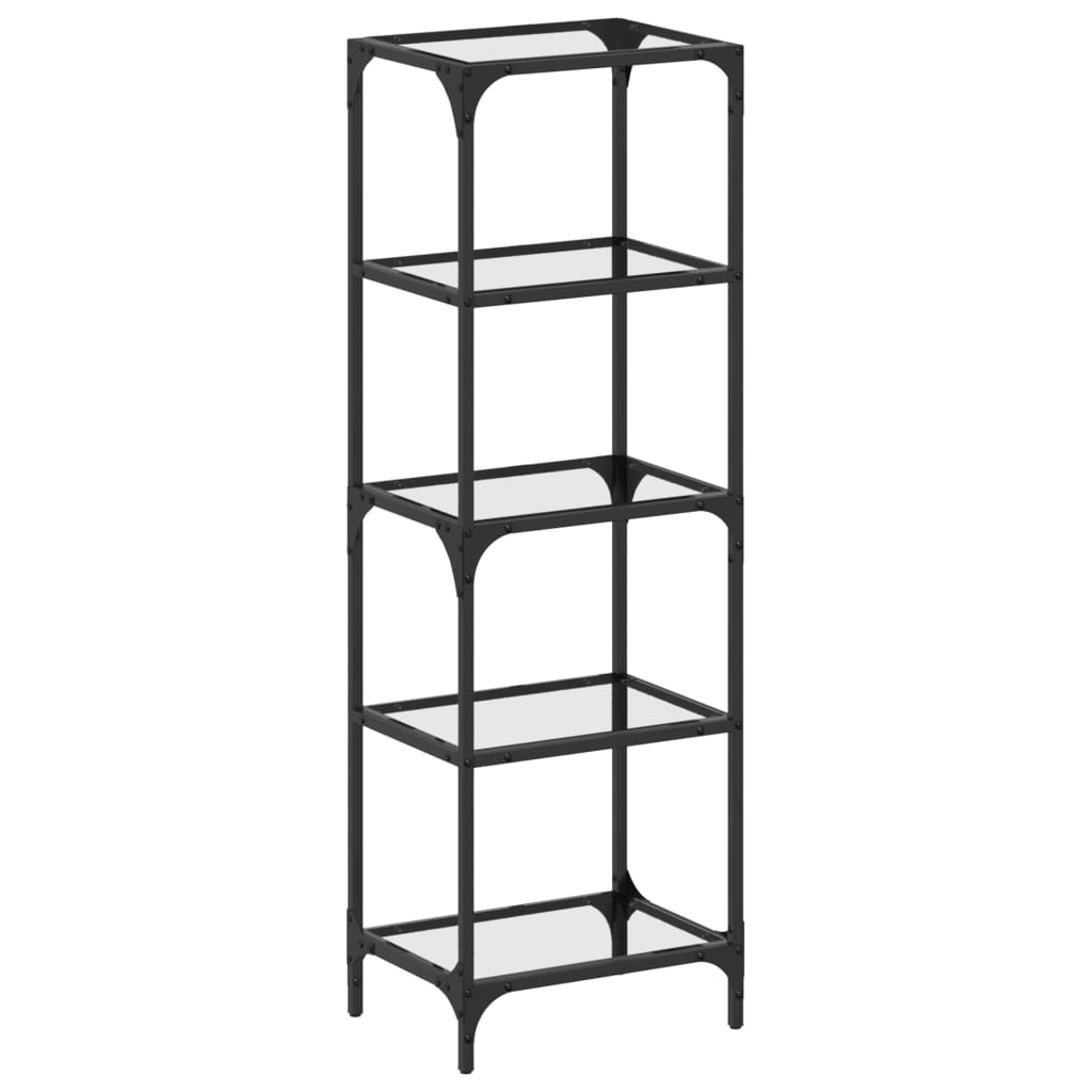 Storage Rack with Black Glass Top 40x30x123 cm Steel