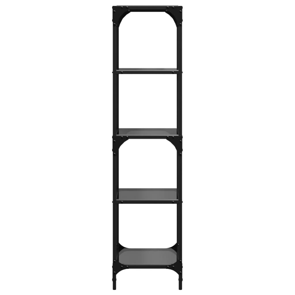 Storage Rack with Black Glass Top 40x30x123 cm Steel