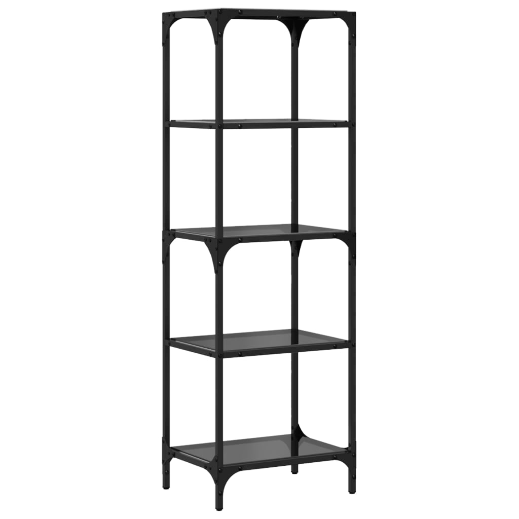 Storage Rack with Black Glass Top 40x30x123 cm Steel