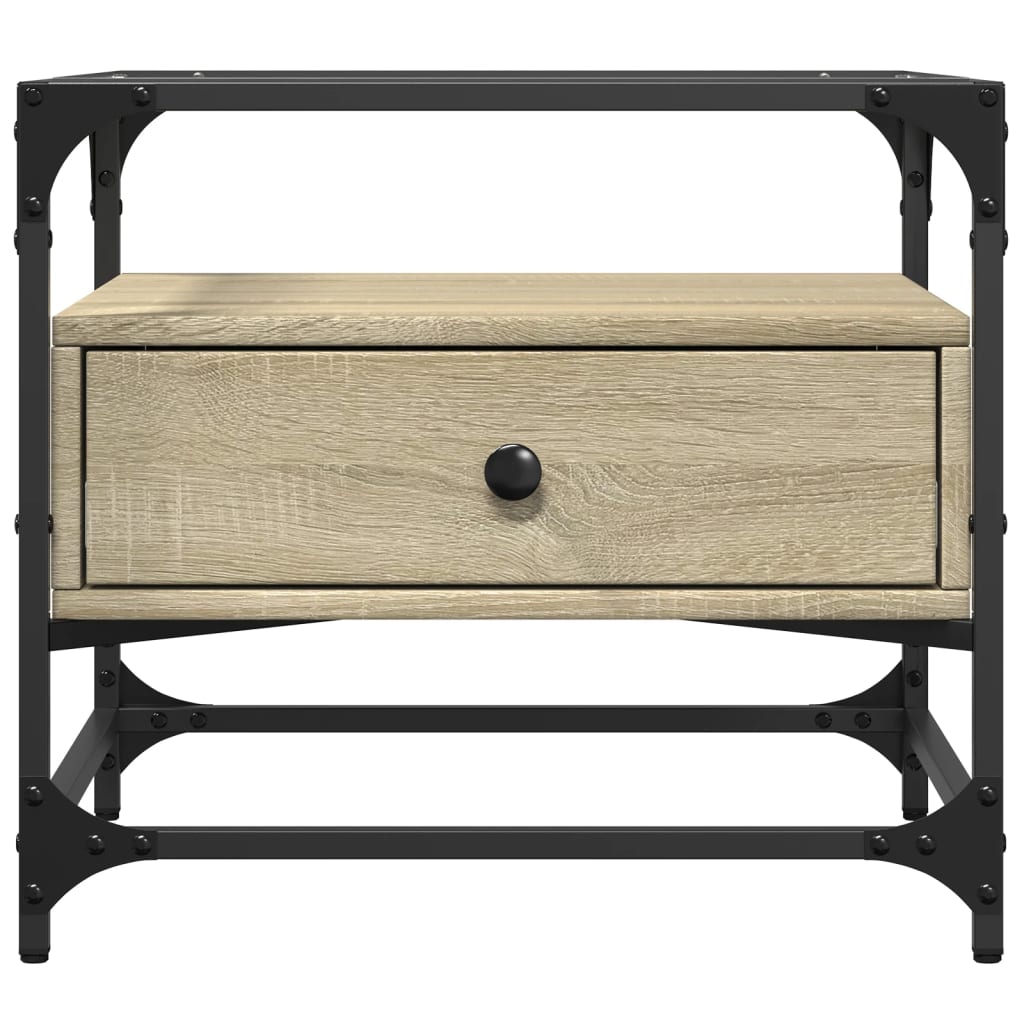 Coffee Table with Glass Top Sonoma Oak 50x50x45 cm Steel