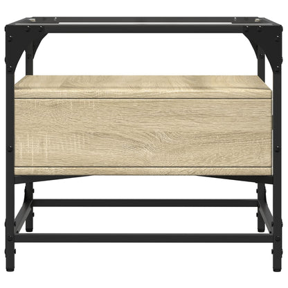 Coffee Table with Glass Top Sonoma Oak 50x50x45 cm Steel