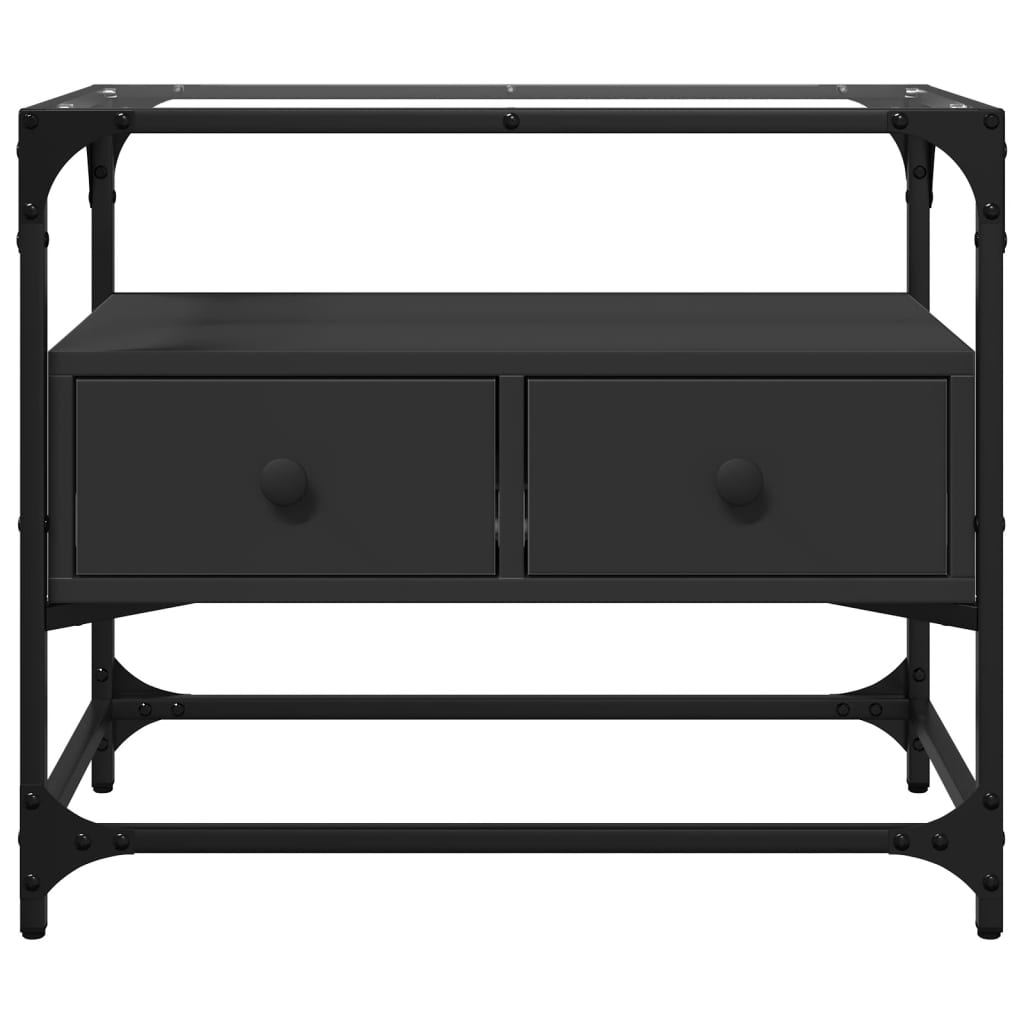 TV Cabinet with Glass Top Black 60x35x51 cm Engineered Wood