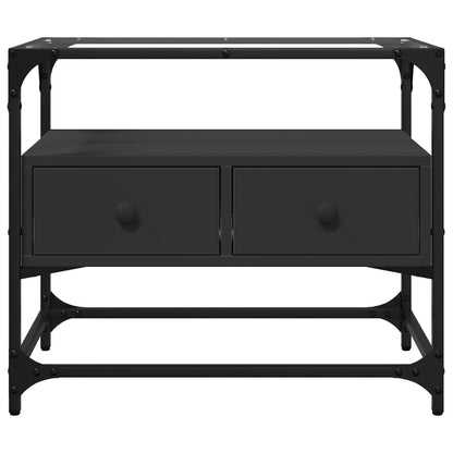 TV Cabinet with Glass Top Black 60x35x51 cm Engineered Wood