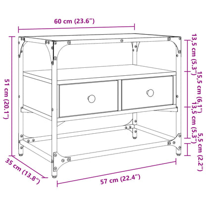 TV Cabinet with Glass Top Black 60x35x51 cm Engineered Wood