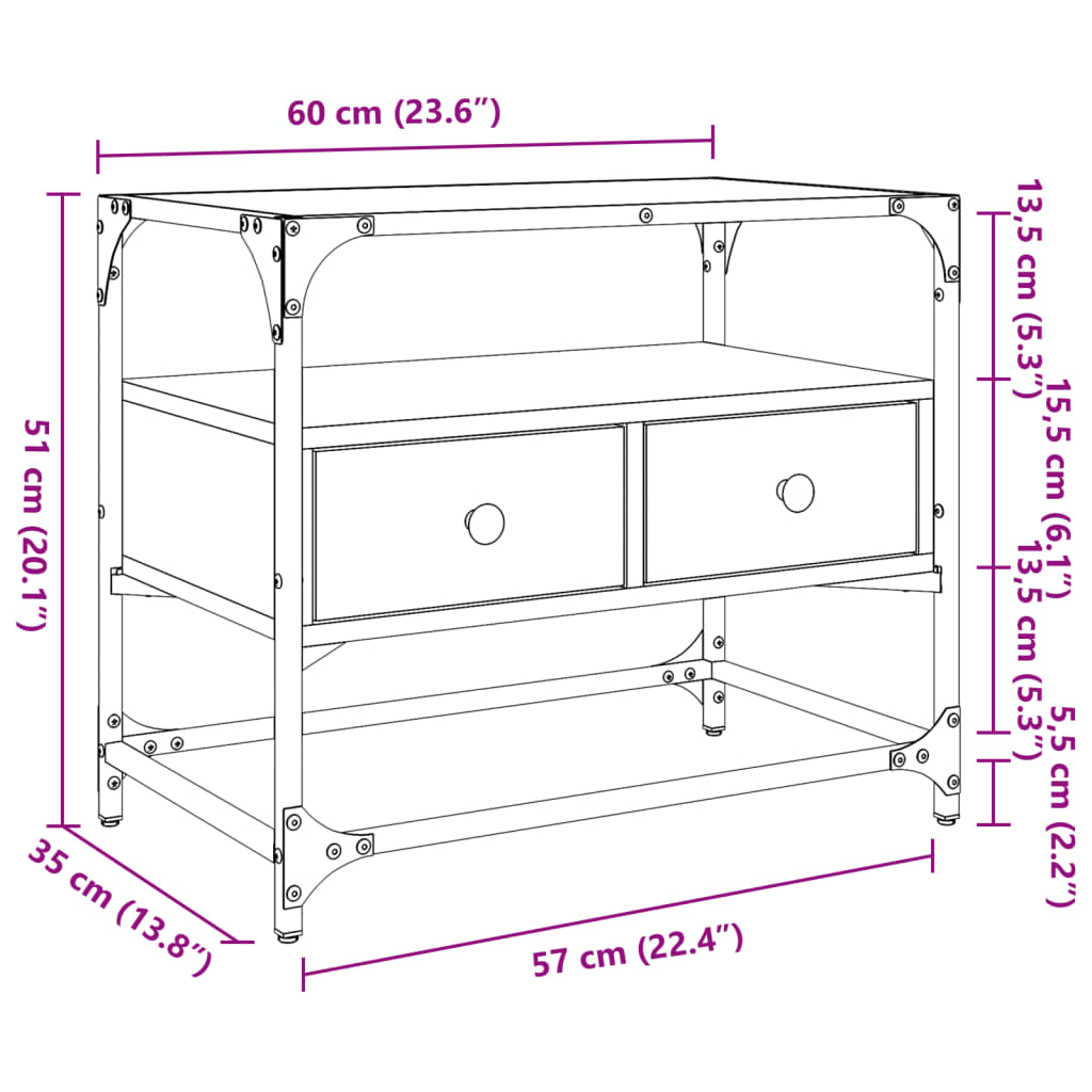 TV Cabinet with Glass Top Sonoma Oak 60x35x51 cm Engineered Wood