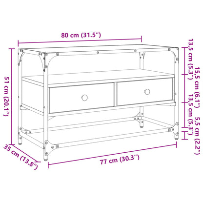 TV Cabinet with Glass Top Sonoma Oak 80x35x51 cm Engineered Wood