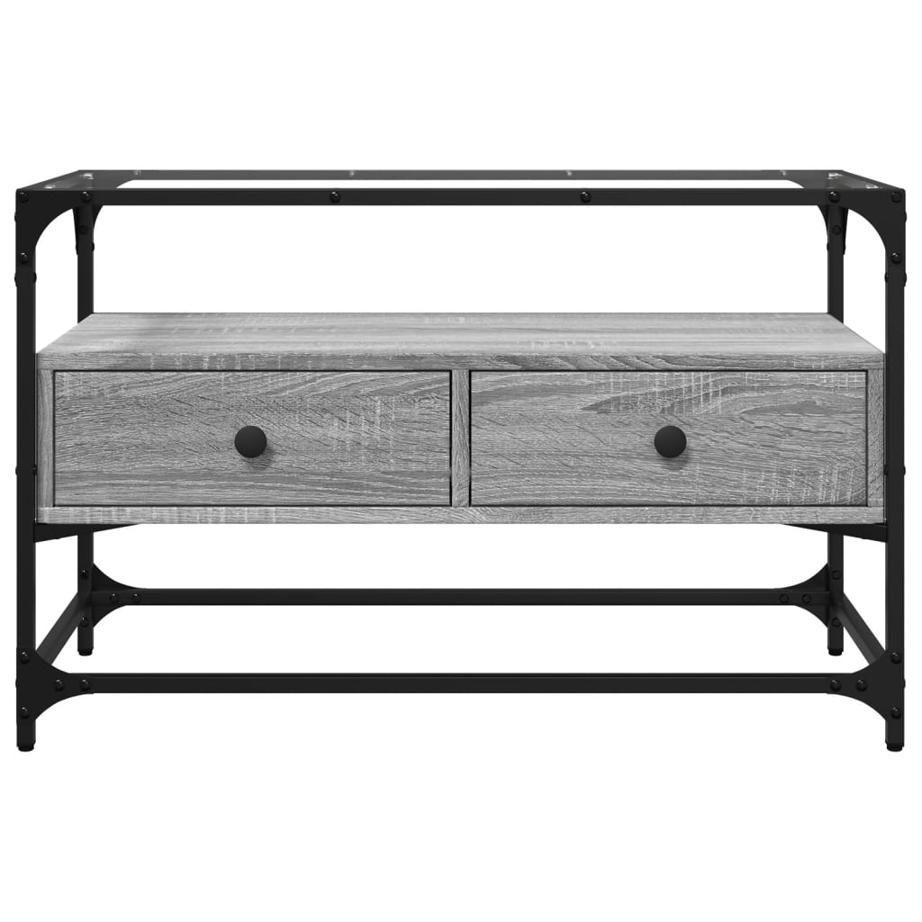 TV Cabinet with Glass Top Grey Sonoma 80x35x51 cm Engineered Wood