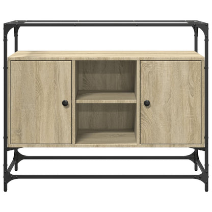 Sideboard with Glass Top Sonoma Oak 98x35x81 cm Engineered Wood