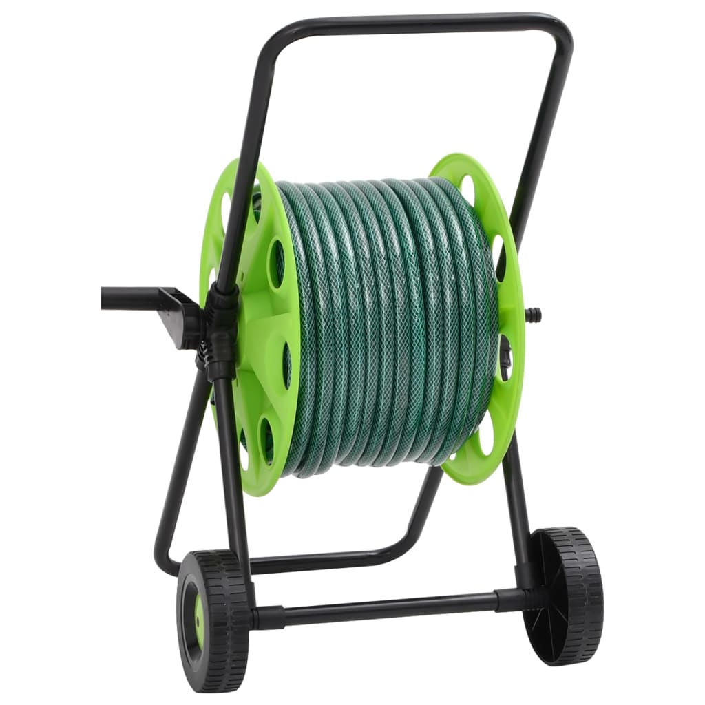 Green Hose Reel Cart with Hose Fitting Set 0.75" 20 m PVC