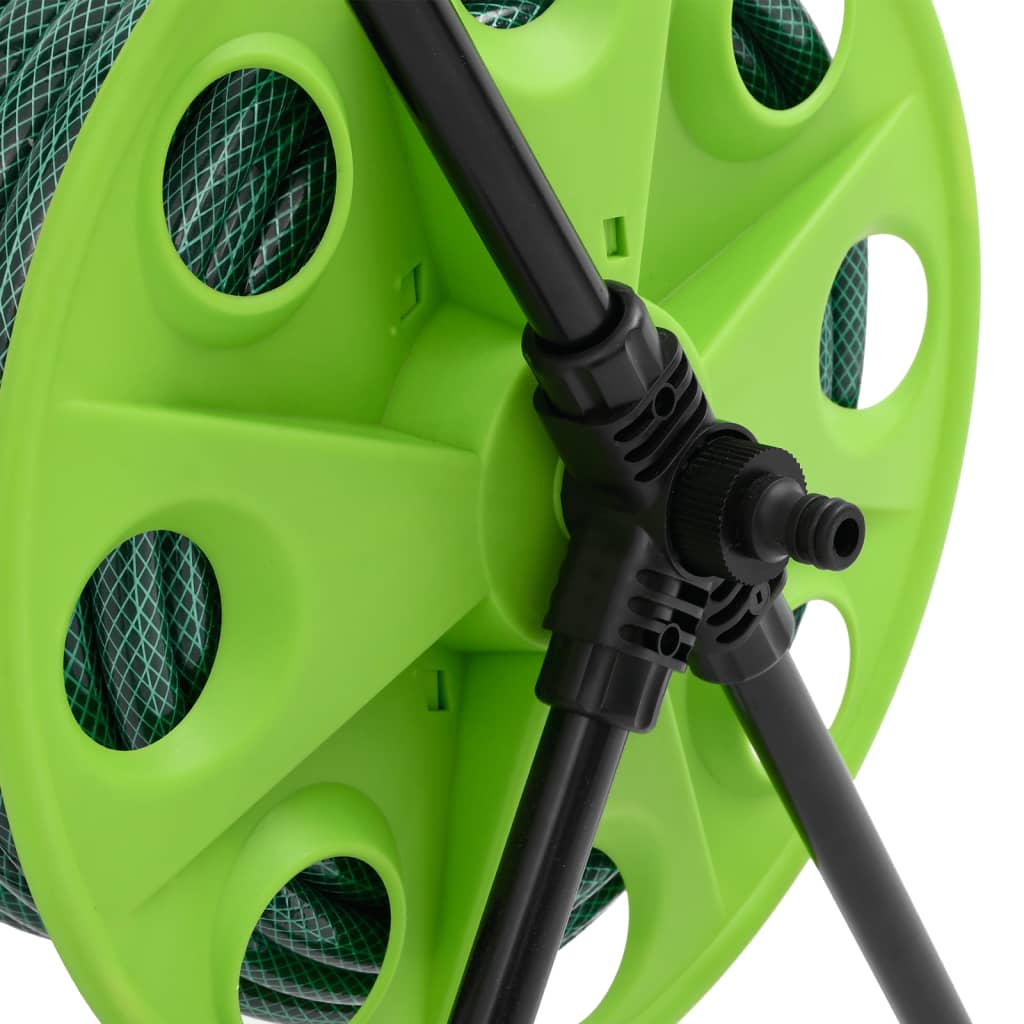 Green Hose Reel Cart with Hose Fitting Set 0.75" 20 m PVC