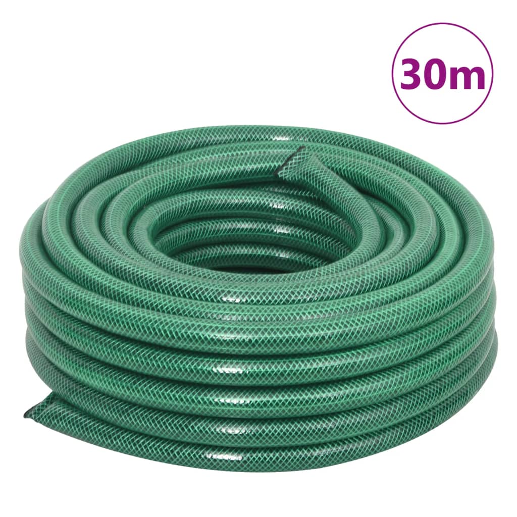 Green Hose Reel Cart with Hose Fitting Set 0.75" 30 m PVC