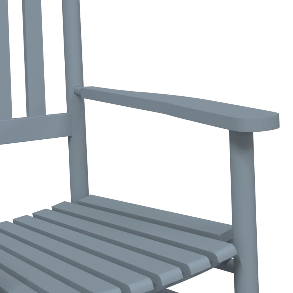 Rocking Chair with Foldable Table Grey Solid Wood Poplar