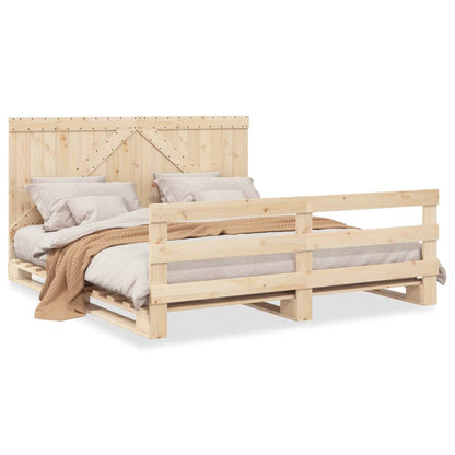 Bed Frame without Mattress with Headboard 180x200 cm Super King Solid Wood