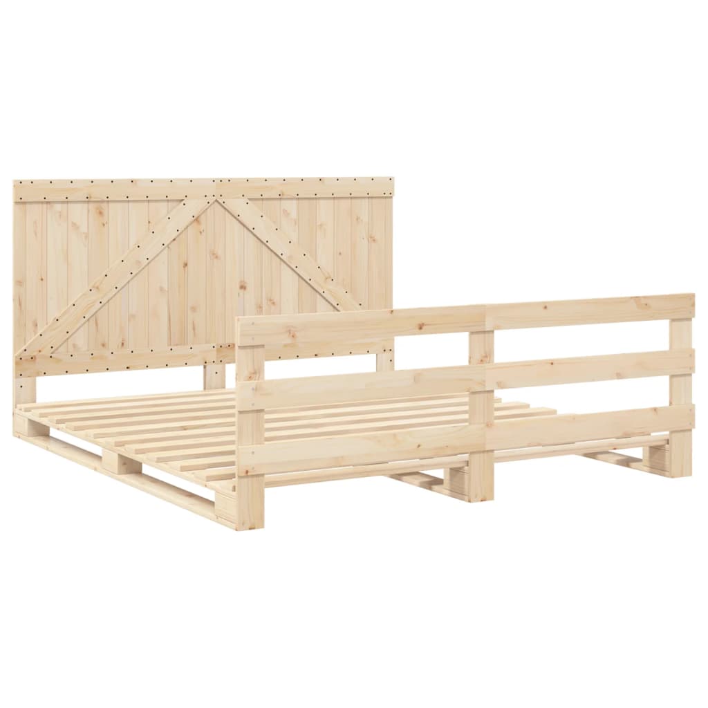 Bed Frame without Mattress with Headboard 180x200 cm Super King Solid Wood