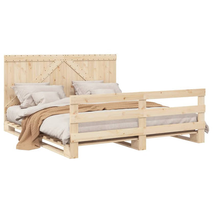 Bed Frame without Mattress with Headboard 180x200 cm Super King Solid Wood