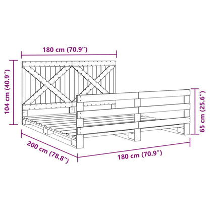 Bed Frame without Mattress with Headboard 180x200 cm Super King Solid Wood