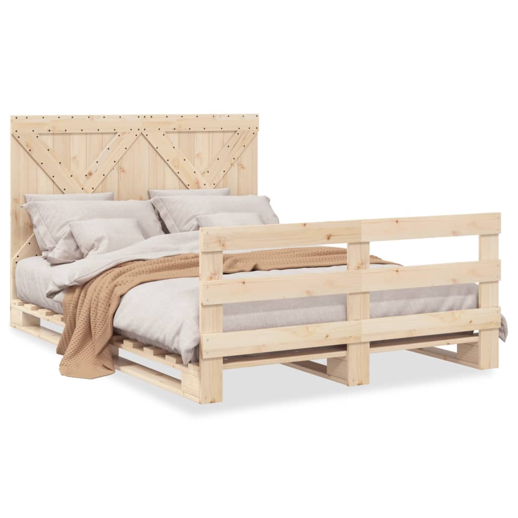 Bed Frame without Mattress with Headboard 140x200 cm Solid Wood