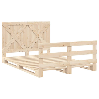 Bed Frame without Mattress with Headboard 140x200 cm Solid Wood