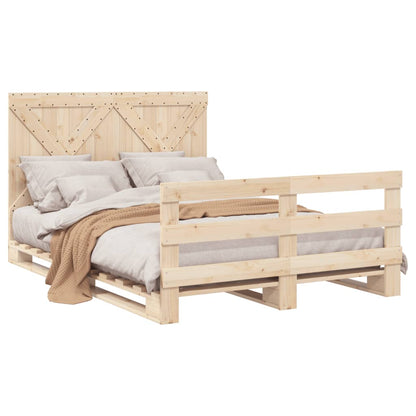 Bed Frame without Mattress with Headboard 140x200 cm Solid Wood