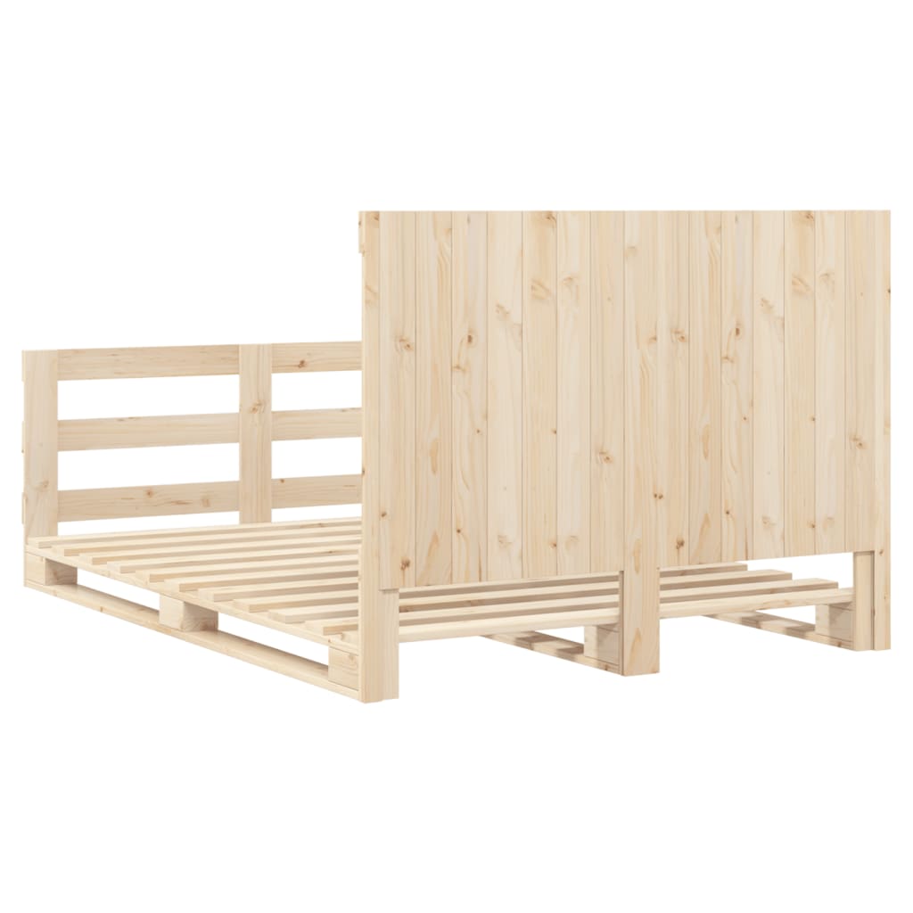 Bed Frame without Mattress with Headboard 140x200 cm Solid Wood