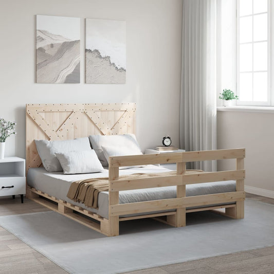 Bed Frame without Mattress with Headboard 140x200 cm Solid Wood