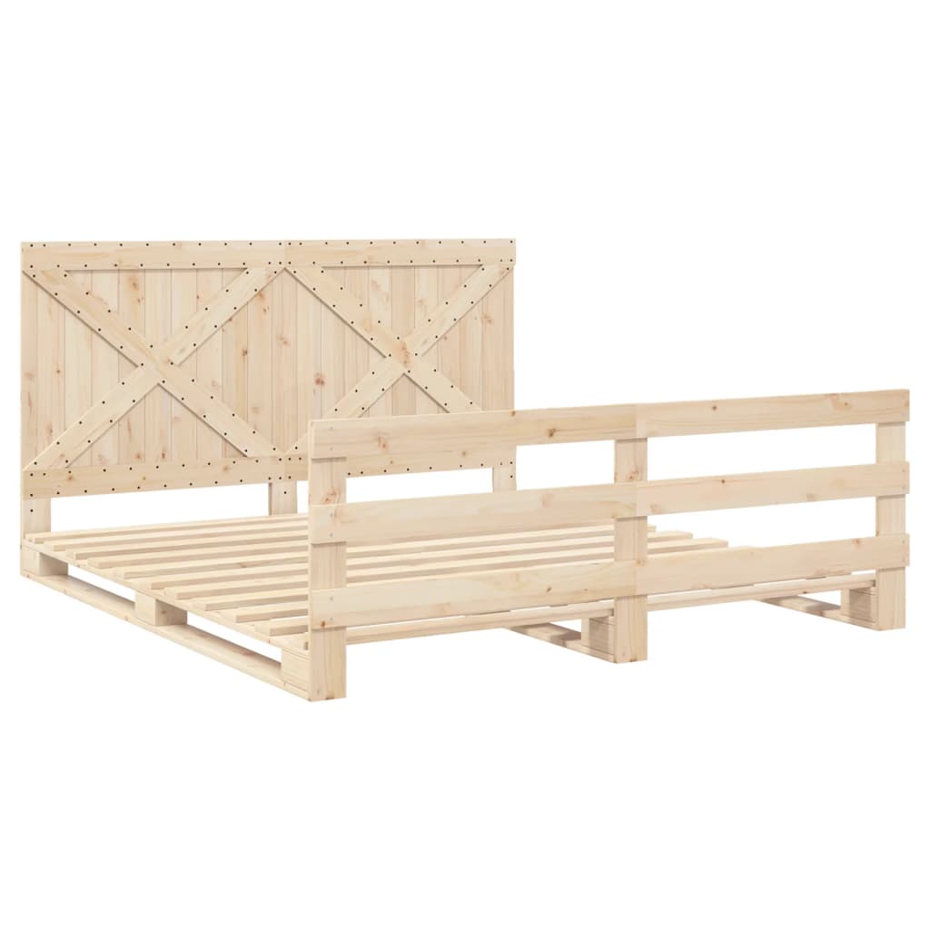 Bed Frame without Mattress with Headboard 180x200 cm Super King Solid Wood