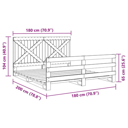 Bed Frame without Mattress with Headboard 180x200 cm Super King Solid Wood