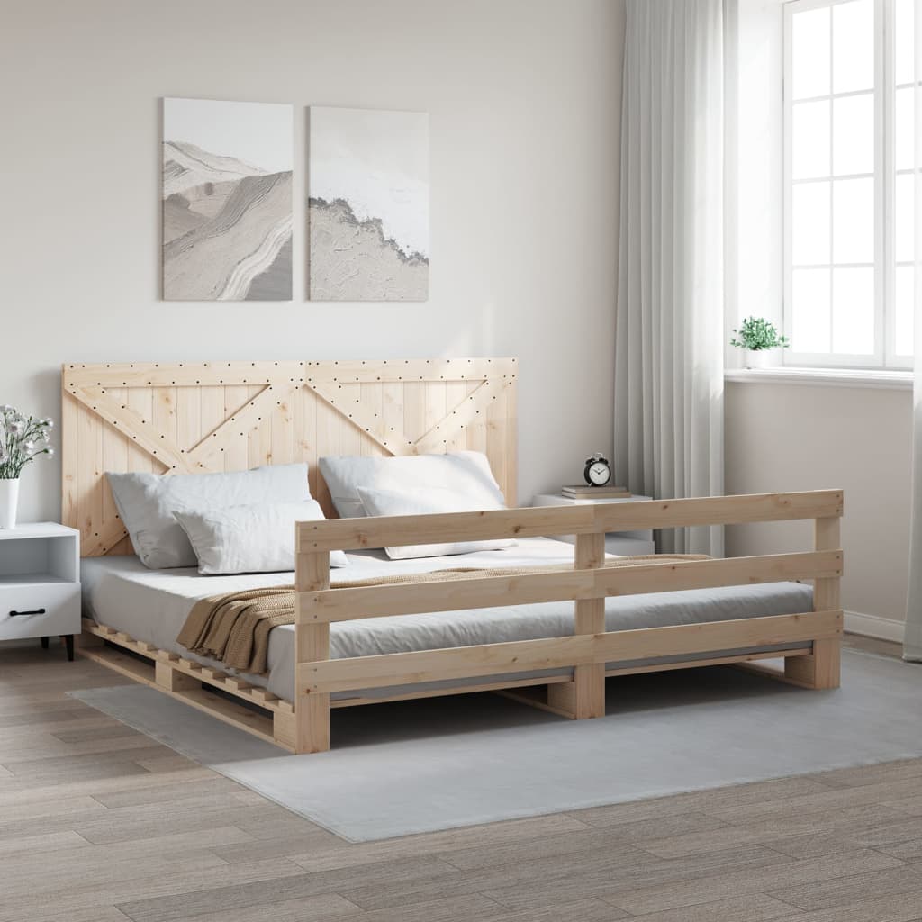 Bed Frame without Mattress with Headboard 180x200 cm Super King Solid Wood