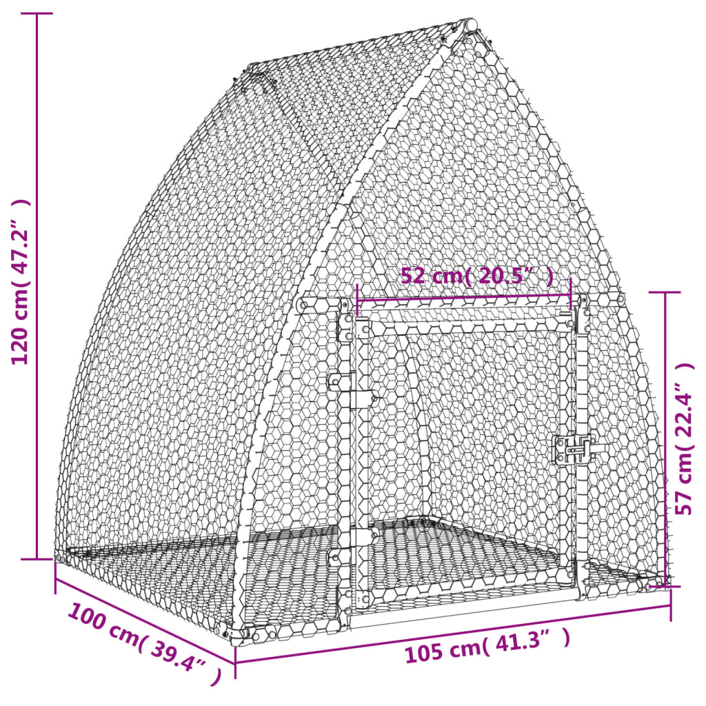 Rabbit Cage Silver 100x105x120 cm Galvanised Steel