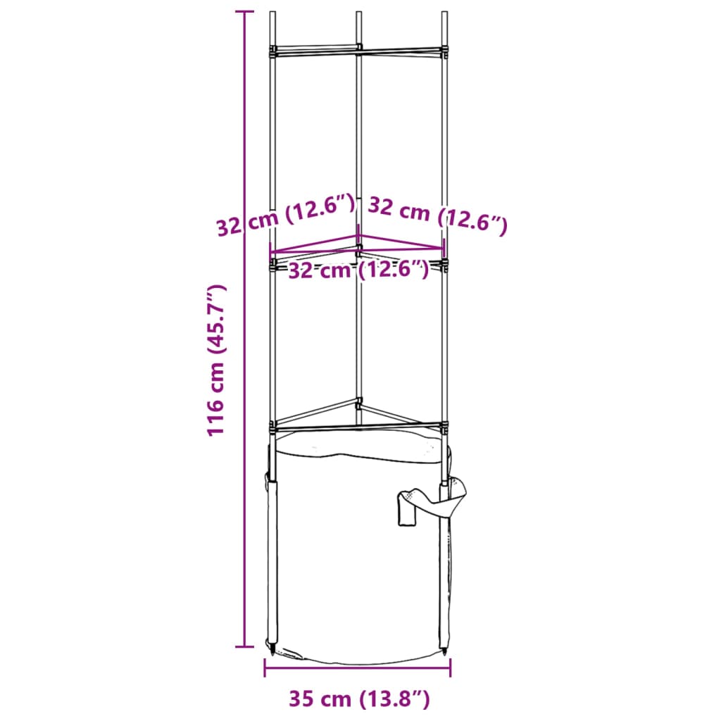 Tomato Cages with Plant Bags 4 pcs 116 cm Steel and PP