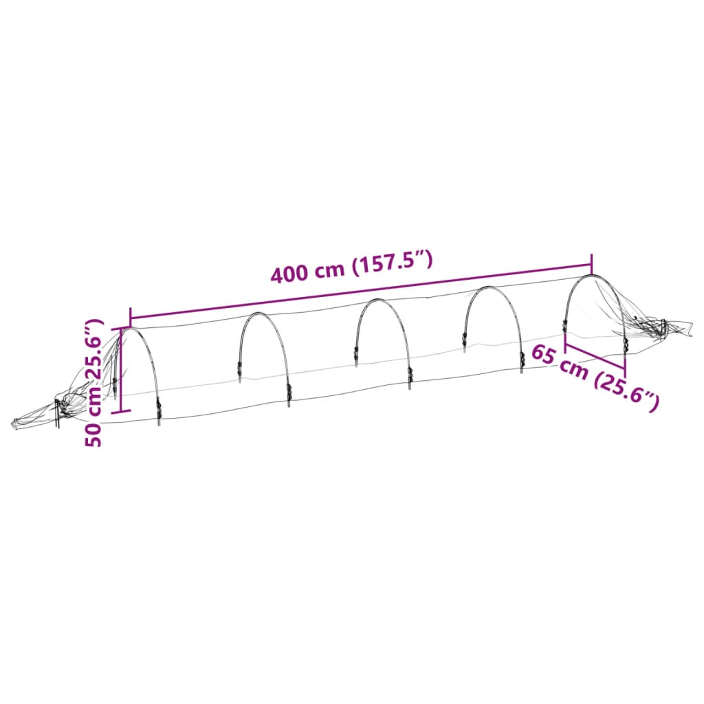 Netting Tunnels 4 pcs 1.5x5 m Fibreglass and PP