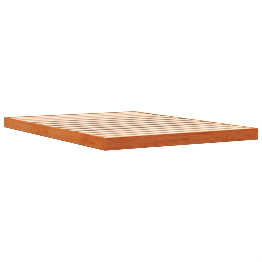 Bed Frame Wax Brown 140x190 cm Solid Wood Pine