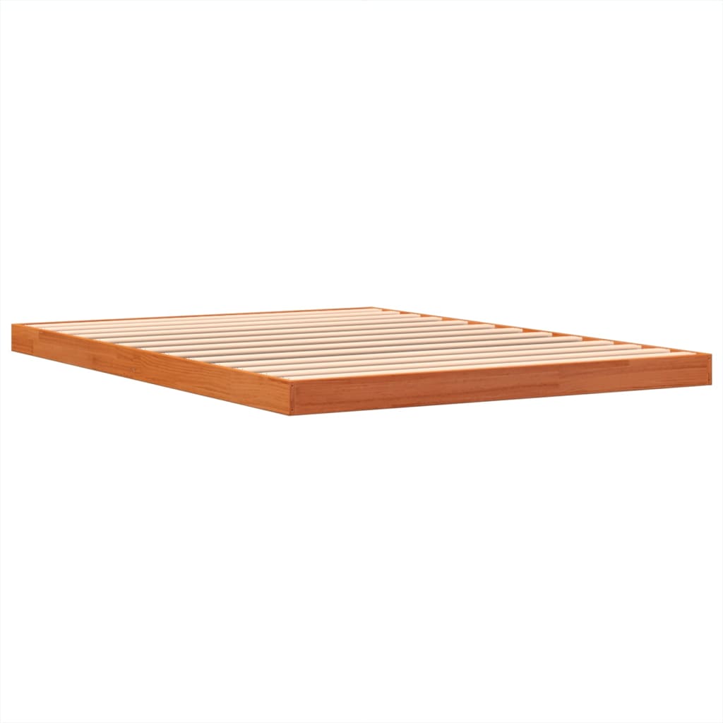 Bed Frame Wax Brown 140x190 cm Solid Wood Pine