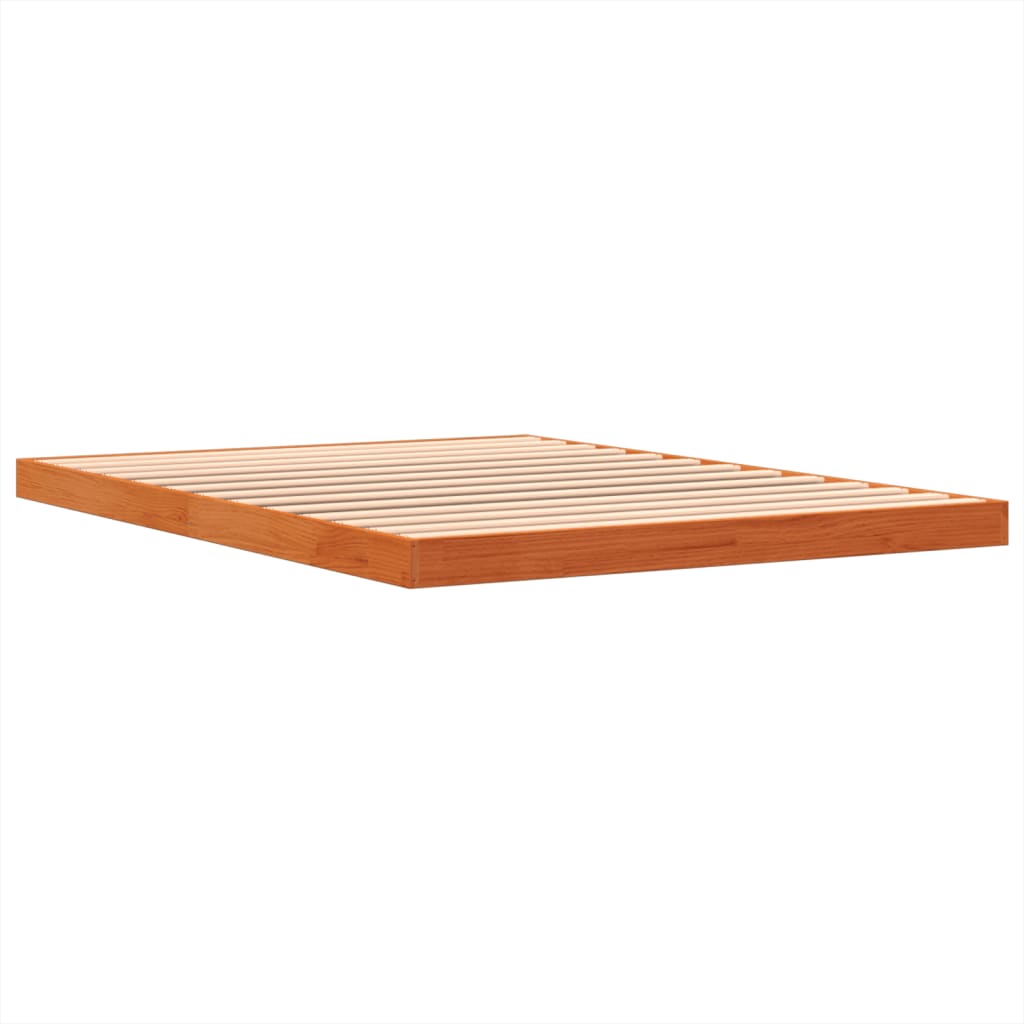 Bed Frame Wax Brown 135x190 cm Double Solid Wood Pine