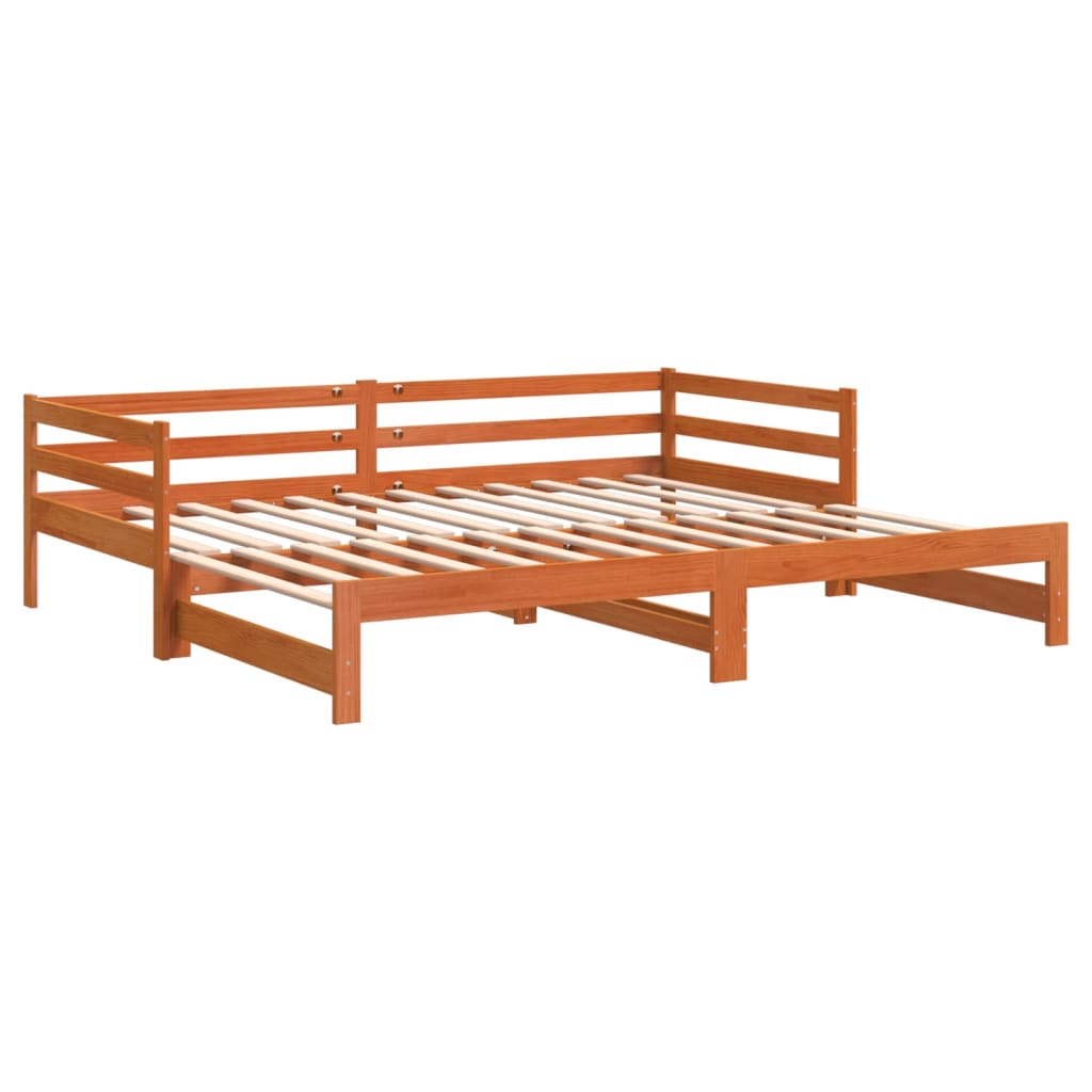 Daybed with Trundle Wax Brown 90x200 cm Solid Wood Pine