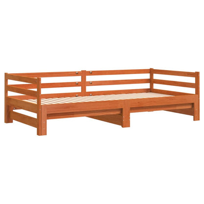 Daybed with Trundle Wax Brown 90x200 cm Solid Wood Pine