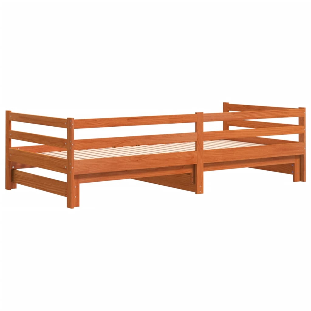 Daybed with Trundle Wax Brown 90x200 cm Solid Wood Pine