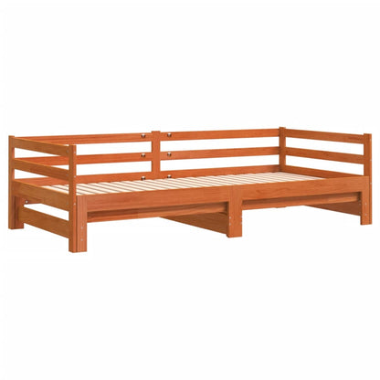 Daybed with Trundle Wax Brown 80x200 cm Solid Wood Pine