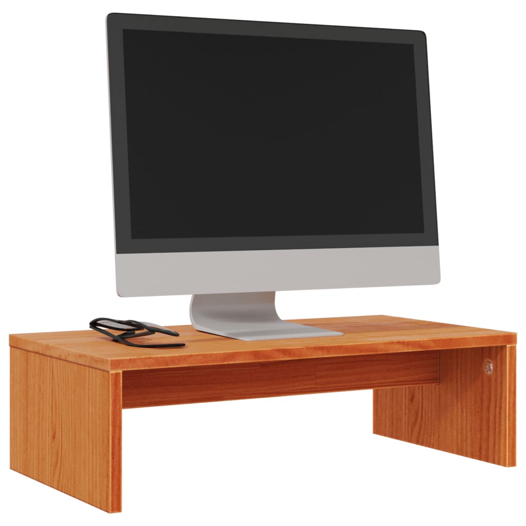 Monitor Stand Wax Brown 50x27x15 cm Solid Wood Pine