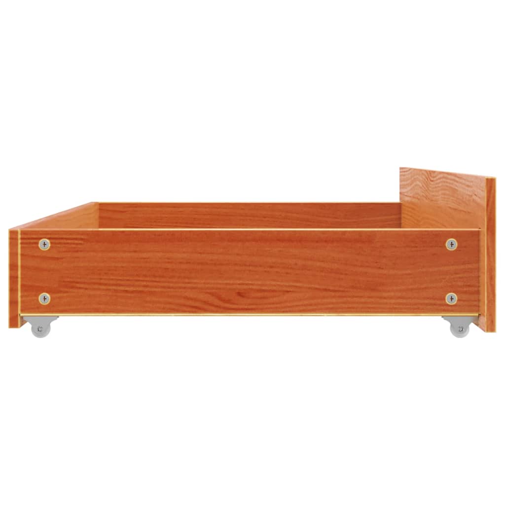 Bed Drawers 4 pcs Wax Brown Solid Wood Pine