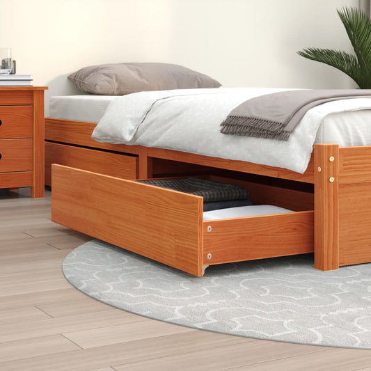 Bed Drawers 4 pcs Wax Brown Solid Wood Pine