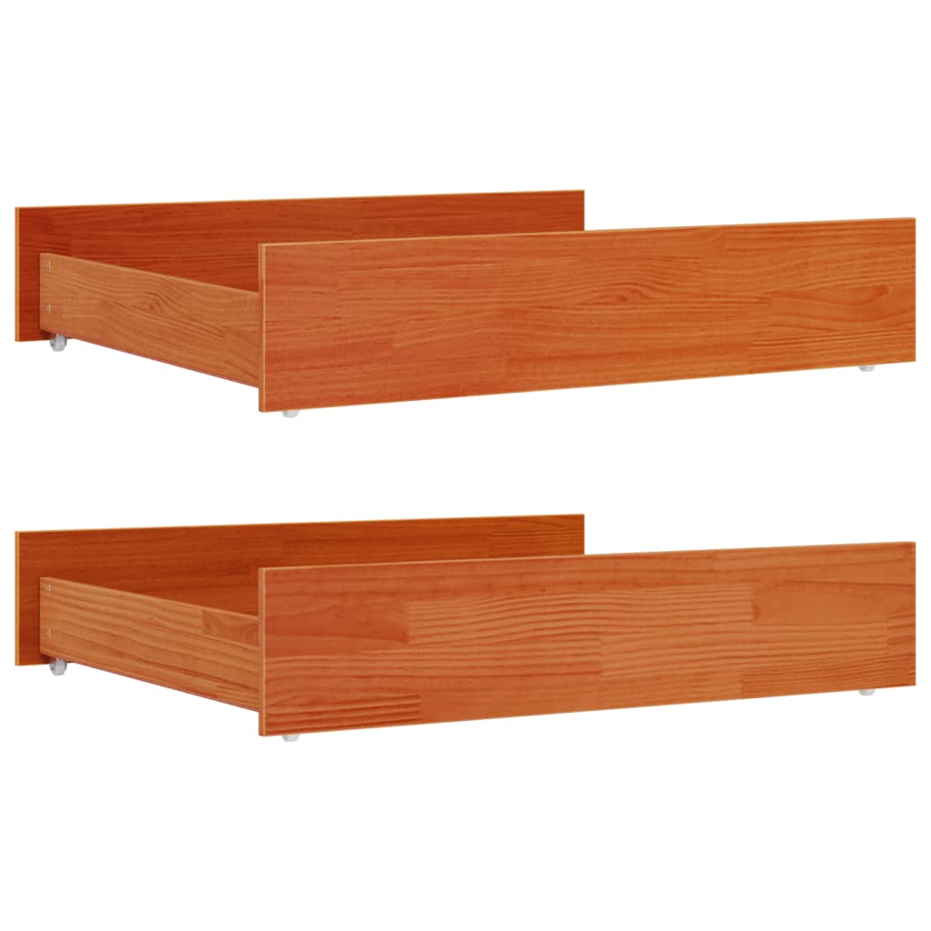 Bed Drawers 2 pcs Wax Brown Solid Wood Pine