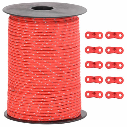 Tent Guy Rope with Reflective Strips and Spanners 50 m 3 mm