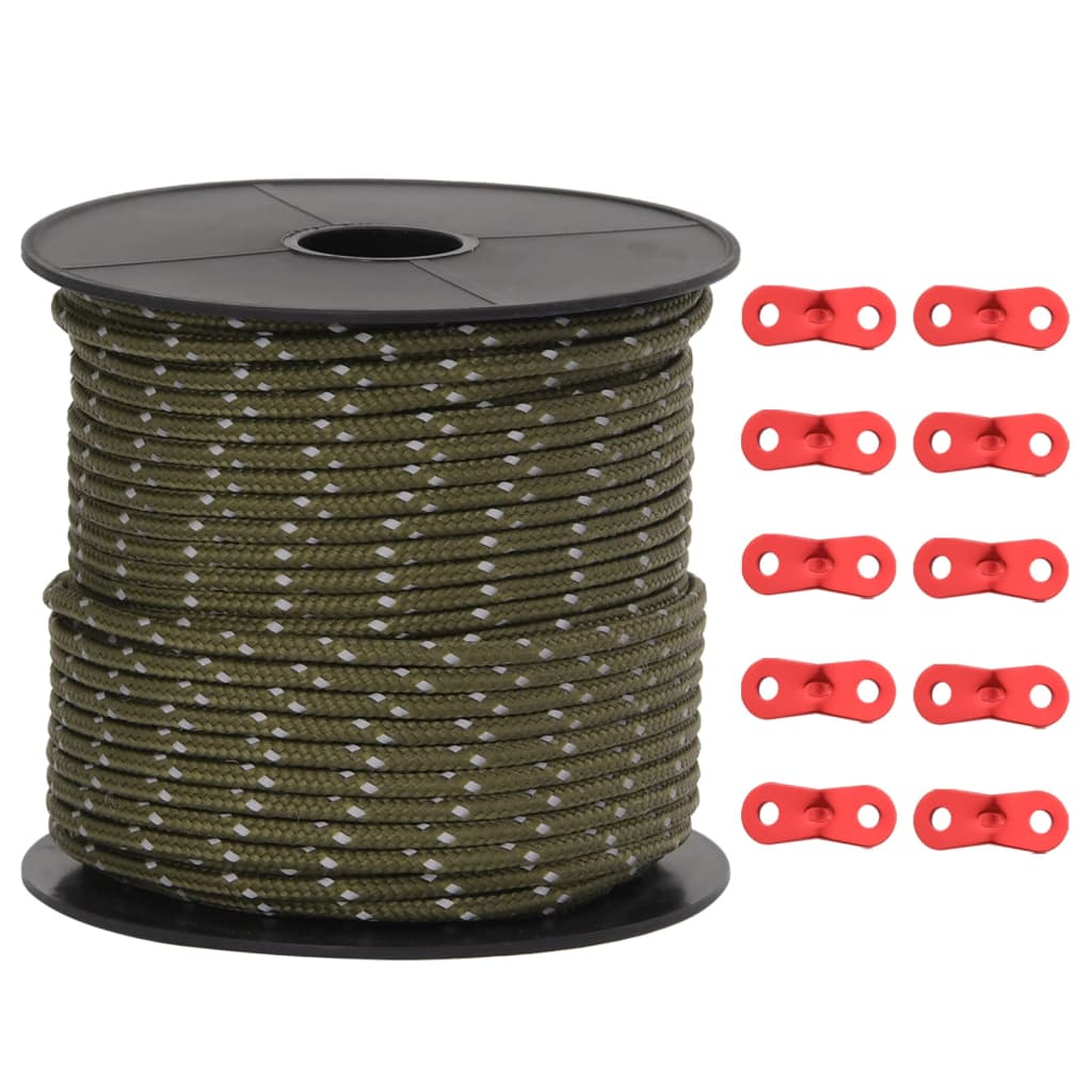 Tent Guy Rope with Reflective Strips and Spanners 50 m 4 mm