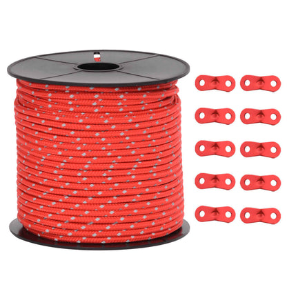 Tent Guy Rope with Reflective Strips and Spanners 50 m 4 mm