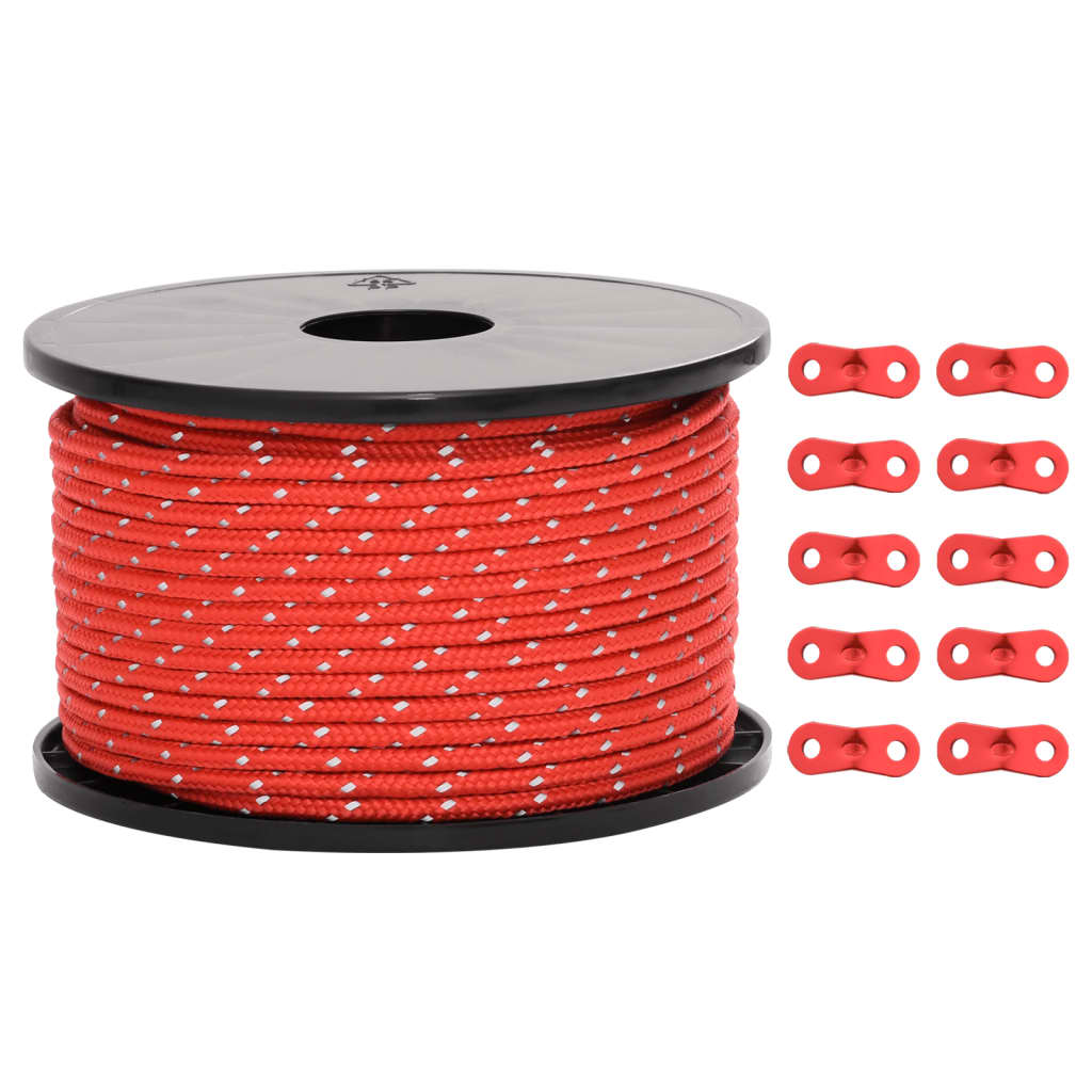 Tent Guy Rope with Reflective Strips and Spanners 50 m 5 mm