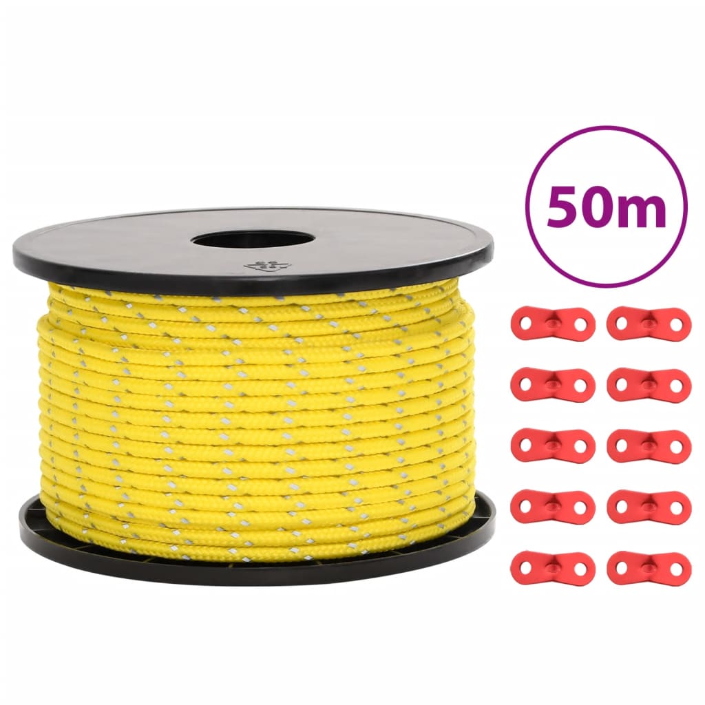 Tent Guy Rope with Reflective Strips and Spanners 50 m 5 mm