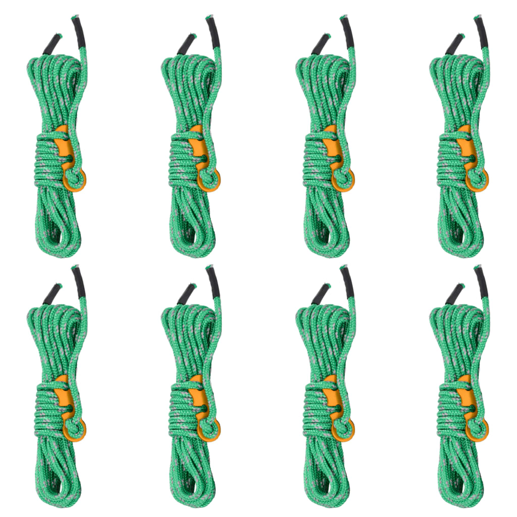 Tent Guy Ropes with Spanners Reflective 8 pcs 4 m 4 mm