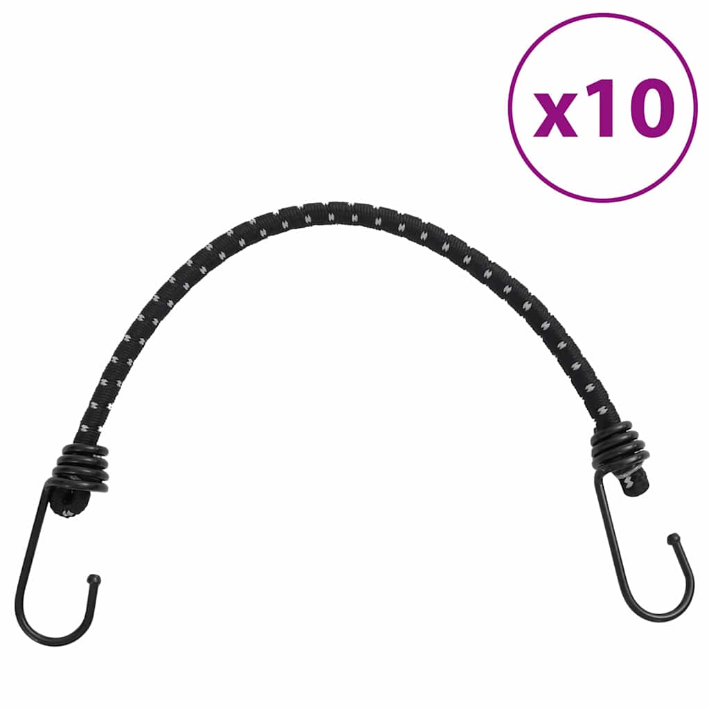 Bungee Cords with Reflective Strips and Hooks 10 pcs 46 cm